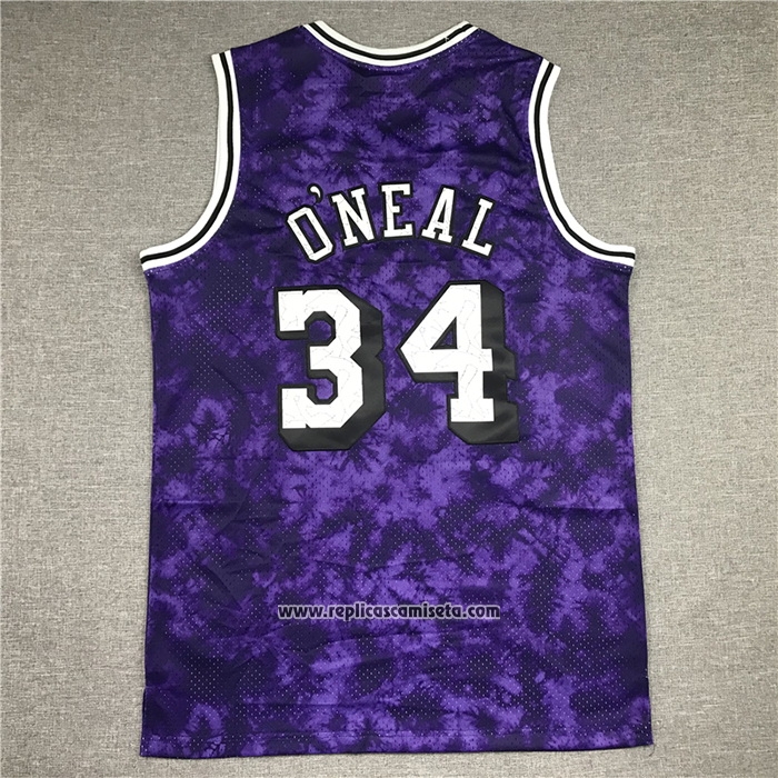 Camiseta Los Angeles Laker Shaquille O'neal #34 Galaxy Violeta